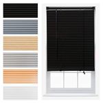 FURNISHED Venetian Blinds Window Blind PVC Easy Fit Curtains Trimmable Strong Home Office Venetian Blind - Black 85W x 150H cm