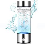 Hydrogen Water Bottle, Water Bottles with PEM and SPE Technology, Up to 1300PPB, Portable Hydrogen Water Generator Maker, New Technology Glass Water Ionizer (Silver)