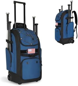 Rolling Baseball Bag with Wheels, 60L Softball bag with Shoe Compartment