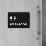 TOPTAG Washroom Men Women Sign Board Self-Adhesive Wall Sticker for Office, Stores, Cafe, Hotel, Restaurant, Restroom, Business & Shop (Horizontal, Black)