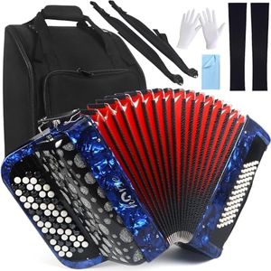 62 Keys 60 Bass Accordion, Button Accordions Educational Musical Instrument Suitable for Adult Beginners and Students, with Thicker Case and Accordion Shoulder Strap Acordeón Acordeones Para Adultos