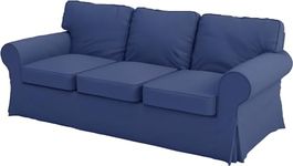 The Heavy Cotton Ektorp 3 Seat Sofa Cover Replacement is Custom Made for IKEA Ektorp Sofa Cover, an Ektorp Sofa Slipcover Replacement (Deep Blue)