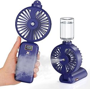 LETSCOL Fan with Water Mist Spray,Handheld Misting Fan,5000mAh Large Capacity Battery Portable Mini Fan with USB Rechargeable Battery Operated and 5 Adjustable Speed for Travel and At Home