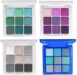 4 Pack/Set Eyeshadow Palette Set– 9 Colors Eye Makeup Kit, Black, Blue, Green, Purple Eyeshadow Shades, Convenient Portable Travel Eyeshadow Palette (4 Pack/Set)