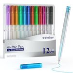 Welebar Glitter Gel Pens for Cricut Maker 3/Maker/Explore 3/Air 2/Air, 12 Pack 0.8 Tip Ball Point Pen Set for Writing Drawing Invitations