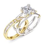 Newshe 1.9CT Sterling Silver Wedding Ring Set for Women Engagement Rings Promise Bridal Anniversary Wedding Band Round Cut 5A CZ Yellow Gold Siz 5.5