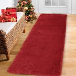 CAROMIO Hallway Runner Rug 2x8 Feet Plush Fluffy Rug for Bedroom Living Room, Shag Furry Hallway Runner Rug Carpet Non Shedding Floor Cover for Nursery Children Room Decorative, Red