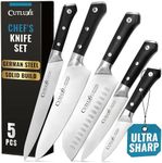 Cutluxe Chef's Knife Set, 5 Pcs Kitchen Knife Set – Razor Sharp German Steel, Full Tang, Ergonomic Handles – Artisan Series