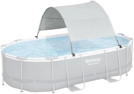 Bestway Flowclear Pool Canopy for 6' 11" to 11' 2" Above Ground Outdoor Oval or Rectangular Swimming Pools with UPF 40 Plus Sun Protection, Gray