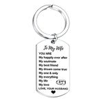 Nfyxcaz Wife Gift From Husband Valentine Gifts Wife Christmas Birthday Gift Anniversary Keyring For Wife Gift For Wife Romantic To My Wife Keychain (To my wife)