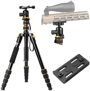 HIGOO Aluminum Rifle Tripod Shooting Stick Gun Rest Stand Compatible with MLOK Handguards for Hunting & Shooting, 21-63 Inches