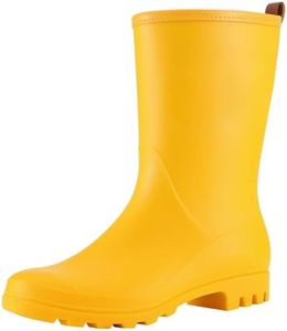 Asgard Women's Mid Calf Rain Boots Waterproof Garden Shoes Slip on Rubber Boots, Yellow EU 39