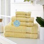 Martha Stewart Egyptian Cotton Towel Set - 6 Piece, 500 GSM, Plush Bath Towel Set, 2 Bath Towels, 2 Hand Towels, 2 Washcloths, Bathroom Essentials, Yellow