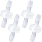 PAGOW 1/4 Inch Check Valve, 4 Packs 6mm PVDF Wear-Resistant One-Way Check Valve for Fuel Gas Liquid Air, Plastic Water Stops Check Valve, Micro Diaphragm Check Valve for Air Intake Feed (6mm, white)