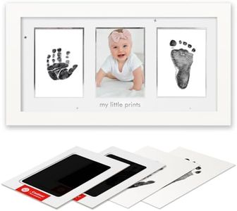 HAMUIERS Baby Hand and Footprint Kit, Newborn Keepsake Frame, Inkless No Mess Clean-Touch Ink Pad for Baby Handprint and Footprint, Perfect Shower Gift for Boys and Girls, Baby Registry, White