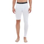 Men's Basketball Single Leg Tight Sports Pants 1/2 One Leg Compression Pants Athletic Base Layer Underwear, White-left-long, Small