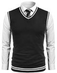 COOFANDY Men's V-Neck Knit Sweater Vest Slim Fit JK Uniform Sleeveless Vest Pullover