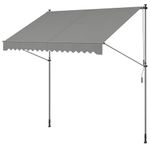 SONGMICS Retractable Awning, Manual Retractable Sunshade, Height-Adjustable with Crank, for Balcony, Garden, Patio, 350 x 120 cm, Grey GSA352G01