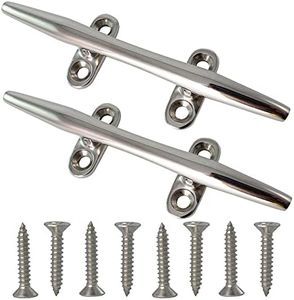 VEITHI Boat Cleat Dock Cleats 6 inch Marine Grade 316 Stainless Steel, Boat Dock Cleats Open Base, Cleats for Boat, Dock Cleats with Hardware, Rope Cleat for Boat/Yacht/Deck/Nautical Decor (2 Pack)