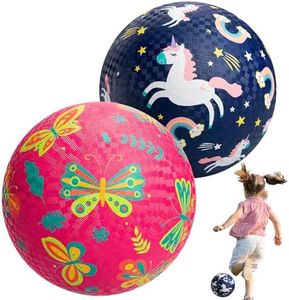 U&C Planet 2 Packs Playground Balls for Toddler Kids 8.5 inches Cartoon Rubber Balls with Pump Kickball Outdoor Indoor Game Great Gift for Boys Girls Aged 1 and Above, Pink Blue