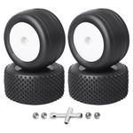 HobbyPark Front & Rear Tires Wheels Mounted for Losi Mini-T 2.0 Mini B Replacement Parts of LOS41009 & LOS41010 Upgrades (White Rims)