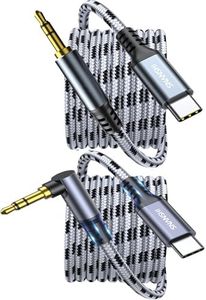 Aux to USB C Cable 3.3ft - 2-Pack 90 Degree and Straight Aux Cord to USB C