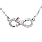 KunBead Sister Infinity Rose Gold Tone Love Heart Birthday Graduation Pendant Womens Necklace