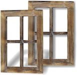 Greenco Wooden Rustic Mount Brown Window Frames Vintage Western Country Farmhouse Wall Art Decor - Set of 2 | Home Decor | Great for Living Room, Bathroom, and Bedroom