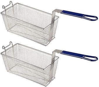 2PCS Deep Fryer Basket With Non-Slip Handle Heavy Duty Nickel Plated Iron Construction 13 1/4" x 6 1/2" x 6" Commercial Use