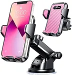 VANMASS 2024【Strongest Suction & Military-Grade】 Car Phone Mount 【Patent & Safety】Ultimate Cell Phone Holder Handsfree Stand for Dash Windshield Vent for iPhone 15 Pro Max 14 13 Android & Truck, Pink