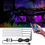 GZ5CG Car Interior Ambient Lights Multicolor Under Dash Footwell Atmosphere Lights APP Control Music Sync DIY Mode USB 5V