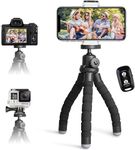 UBeesize Mobile Phone Tripod, Mini Mobile Phone Tripod with Bluetooth Remote Control & Phone Holder, 360° Rotation Flexible Travel Tripod for Smartphone, DSLR Camera