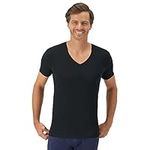 Hanes Men's Stay Tucked Undershirt, Perfect Flex V-Neck Tee, Black, Black, X-Large