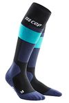 CEP - Mens compression ski socks with merino wool | SKIING MERINO COMPRESSION SOCKS Blue | Size XL - Activating winter socks