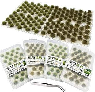 Cayway 128 PCS Static Grass Tuft Model Grass Tufts Terrain Model Kit Resin Static Scenery Model, Fake Moss Grass and Tweezers for Train Landscape Railway Artificial Grass Modeling