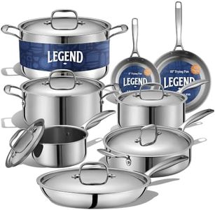 LEGEND COOKWARE 5-Ply Stainless Steel Cookware Set, 12-Piece Pots and Pans Set - Induction Compatible, Oven Safe 800°F - Non-Toxic, No Coatings - Built to Last Generations
