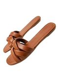 Cross Flats Sandal for women and girls | Women Ethnic Flats Footwear for Women | Fancy & Stylish Slippers | For Party and Formal Wear (Brown, UK Footwear Size System, Adult, Women, Numeric, Medium, 8)