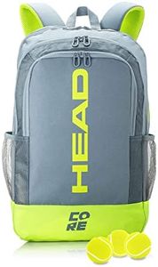 HEAD Core Tennis Backpack - 2 Racquet Carrying Bag w/Padded Shoulder Straps / Grey/Yellow / Large