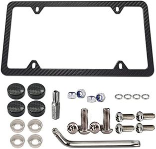 Carbon Fiber License Plate Frame - Aluminum License Plate Frames Handmade Covering 100% Real Carbon Fiber | Stainless Steel Tamper Proof License Plate Screws ,CF Cover | 4 Hole Slim Frame 1 Pack