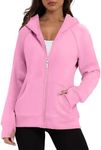 XIEERDUO Womens Zip Up Hoodies Sweatshirts Fleece Jackets Y2K Clothes 2024 Fall Fashion Outfits Trendy Hot pink XXL