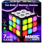 SUPER JOY Light Up Cube Toy Electronic Handheld Games | 7 Brain & Memory Games, Cool Toy Sensory Games for Kids| Fun Christmas/Birthday Toys for Boys & Girls Ages 6 7 8 9 10-12 Years Old & Up