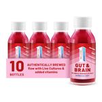 No.1 Living Kombucha Drink Health Shots - 10 x 60ml Bottles - High Fibre, Live Cultures, Low Sugar, 100% Natural, Vegan - Supporting Gut & Immune Health