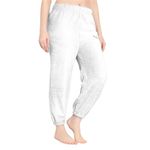 ELEG & STILANCE Women's and Men's Winter Bottom Plush Fluffy Pajama Pants Warm Fleece Lounge Pants Sleepwear Bottoms (IN, Numeric, 30, White)