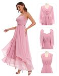 HomRain Women Pink Bridemaid for Wedding Guest Prom V-Neck Empire Line Infinity Transform Dress, Blush L