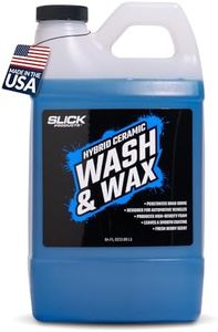 Slick Products Wash & Wax Extra Thick Foaming Cleaning Solution Motorcycle, Truck, Trailer, Boat, Car Wash Soap - Works With Foam Cannon, Foam Gun, Sprayers, Buckets, 64 oz., Tropical Scent