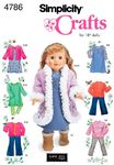 Simplicity Sewing Pattern 4786 Doll Clothes, One Size