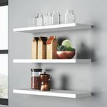 Set of 3 Wall Floating Shelves,Wall Mounted Storage Shelves,Wood Wall Shelves for Living Room, Bedroom, Bathroom,White.