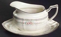 NORITAKE ROTHSCHILD GRAVY BOAT & STAND. SET OF TWO