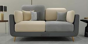 PREMIUM CART Velvet Contemperory Sofa with Cushion Chaise Lounge Sectional Sofa Perfect for Living Room & Bedroom Guests Home & Office (Grey & Beige, Two Seater)