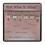 Wine Things 6-Piece Wine Glass Markers Wine Glass Charms Wine Glass Tags for Stem Glasses Wine Tasting Party, Wine Charm (Pearls of Wisdom)